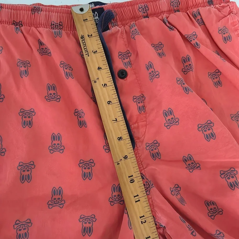 Psycho Bunny Board Shorts Mens Large Orange‎ Swim Trunks AOP